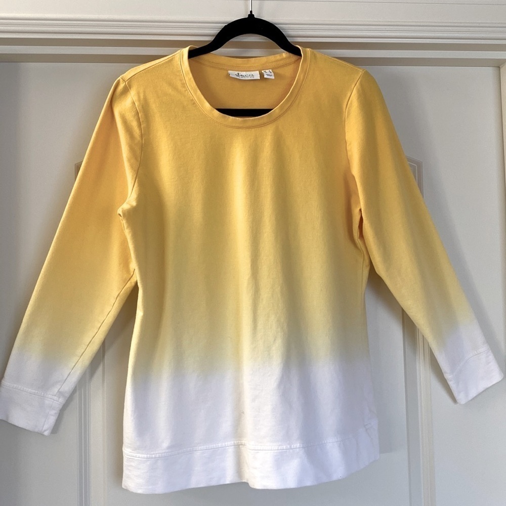 Sunshine Ombre Crewneck Top - Yellow & White
